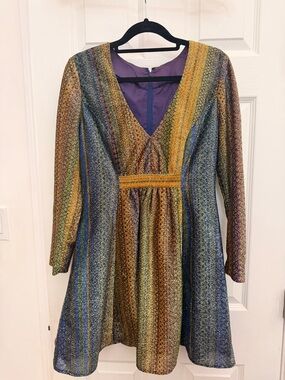 Vintage Metallic Stripe Mini Dress